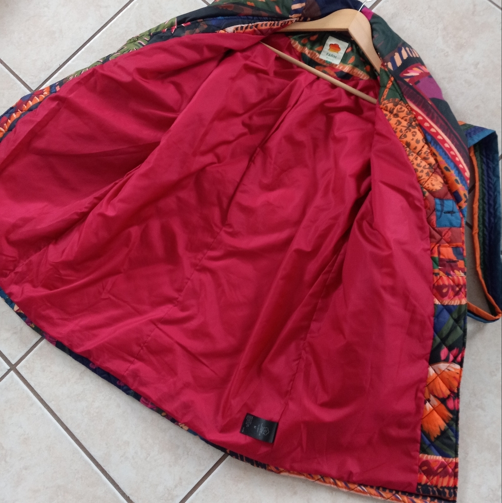 Farm Rio Patchwork Tapestry Crochet Puffer Jacket M - Picture 9 of 16